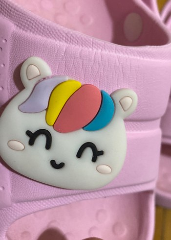 26 Beden Kız Çocuk Pembe Unicorn Tokalı Terlik