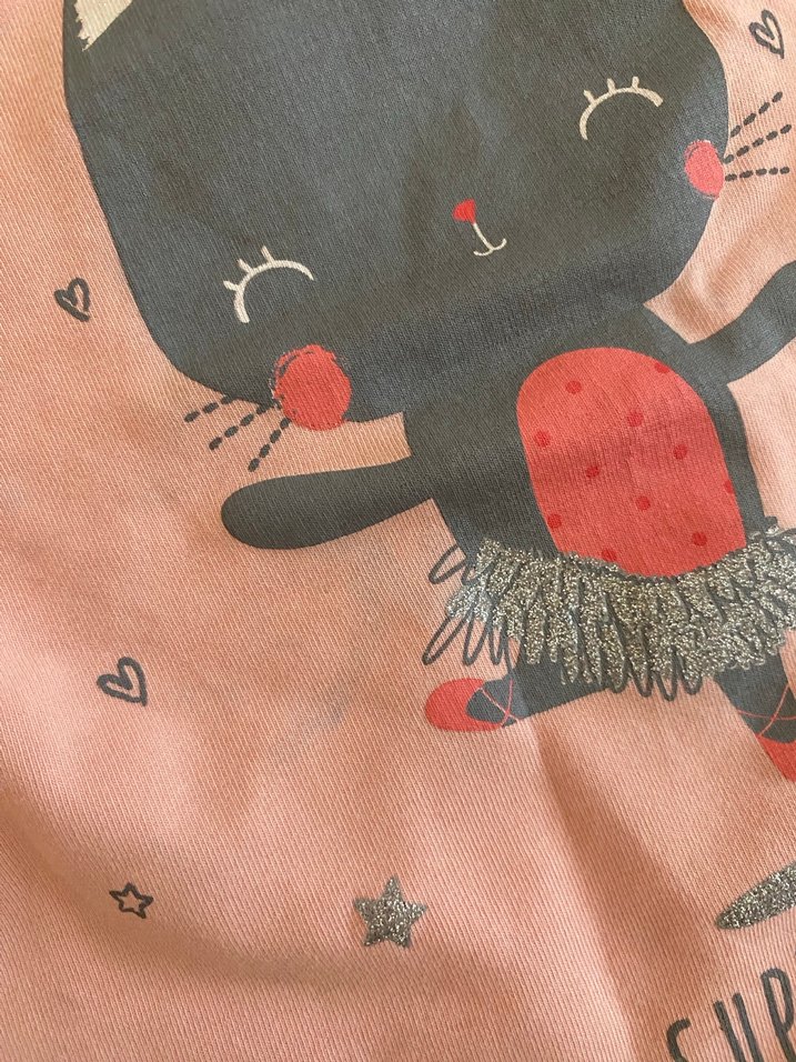 Kız Çocuk Pembe Uzun Kollu Baskılı Tişört - Görsel 3