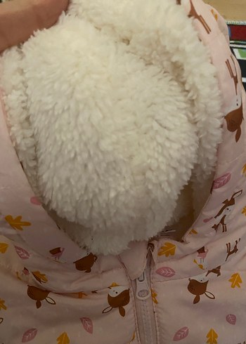 Kız Bebek Pembe Desenli Fermuarlı Kar Tulumu - Görsel 3