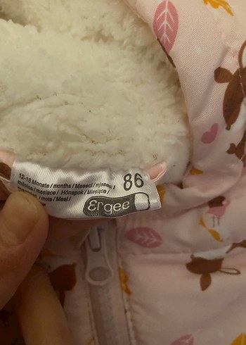 Kız Bebek Pembe Desenli Fermuarlı Kar Tulumu - Görsel 2