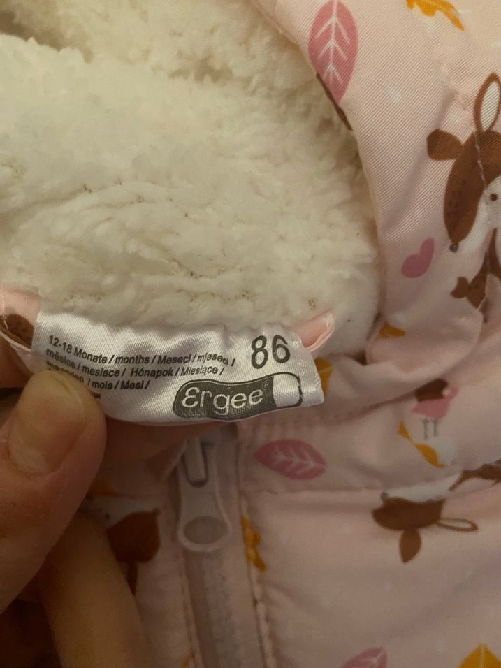 Kız Bebek Pembe Desenli Fermuarlı Kar Tulumu - Görsel 2