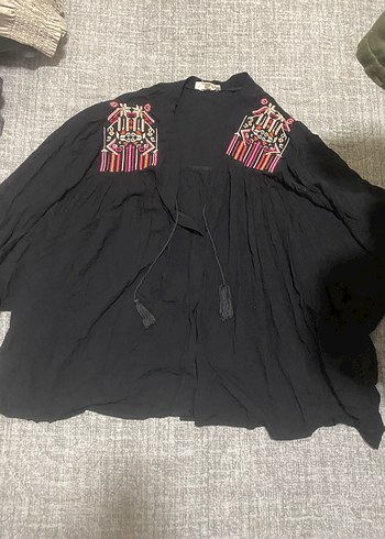 Kadın Siyah Bağlamalı Salaş Kot Pantolon - Görsel 2