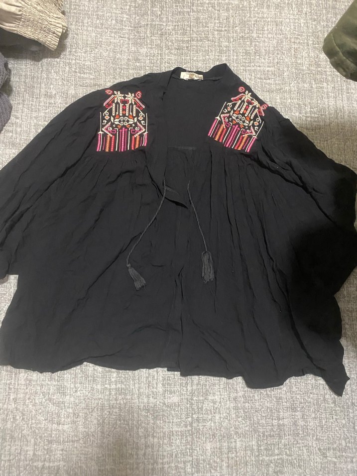 Kadın Siyah Bağlamalı Salaş Kot Pantolon - Görsel 2