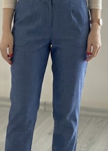 Diğer Mavi Yuksek Bel Duz Paca Pantolon