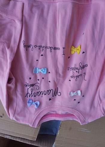 Pembe Baskılı kız çocuk kazakFiyonk Detaylı - Görsel 2