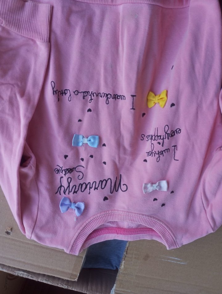 Pembe Baskılı kız çocuk kazakFiyonk Detaylı - Görsel 2
