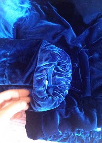 kadifeParlak Mavi Kadın Mini Ceket - Görsel 5