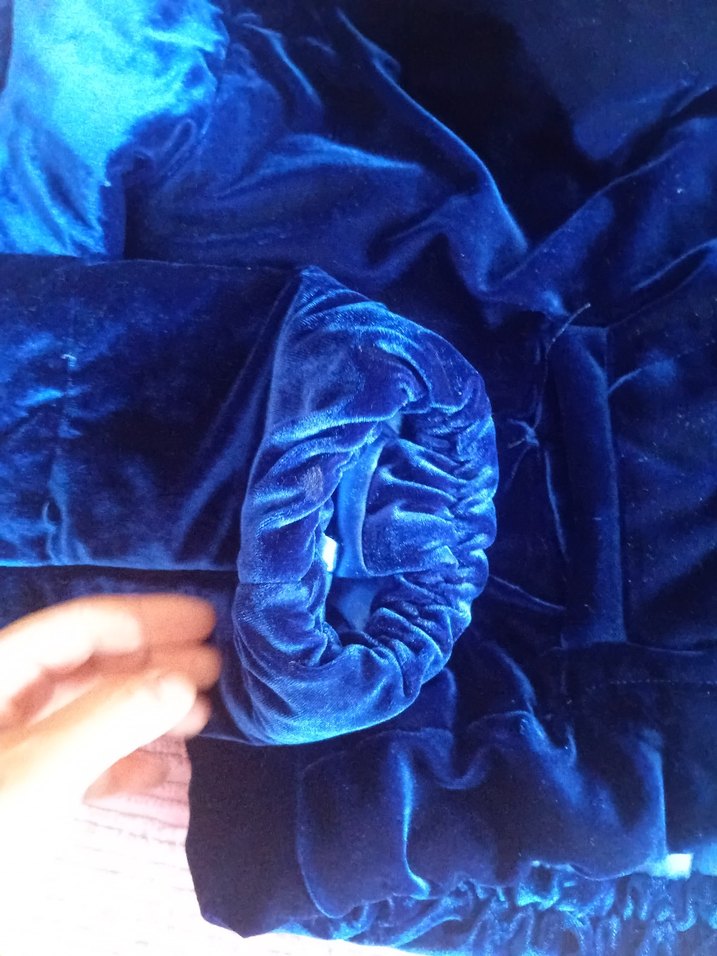 kadifeParlak Mavi Kadın Mini Ceket - Görsel 5