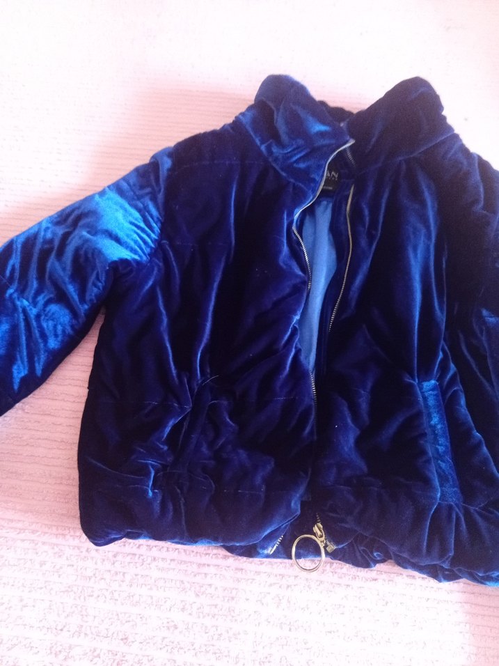 kadifeParlak Mavi Kadın Mini Ceket - Görsel 2