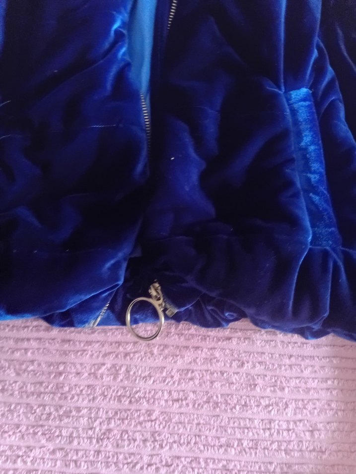 kadifeParlak Mavi Kadın Mini Ceket - Görsel 3