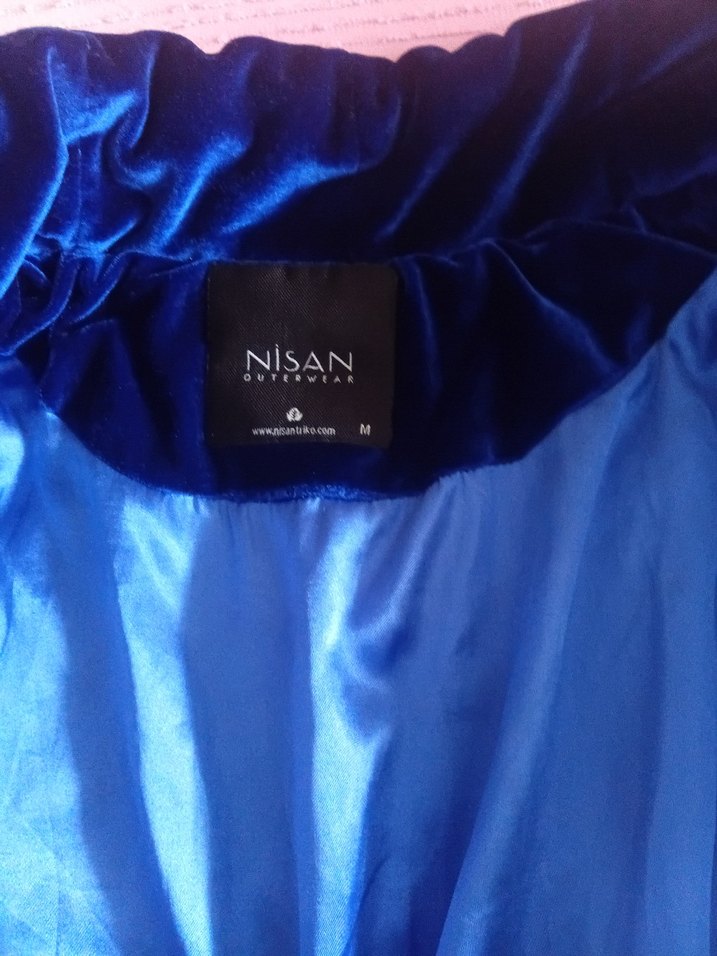 kadifeParlak Mavi Kadın Mini Ceket - Görsel 4