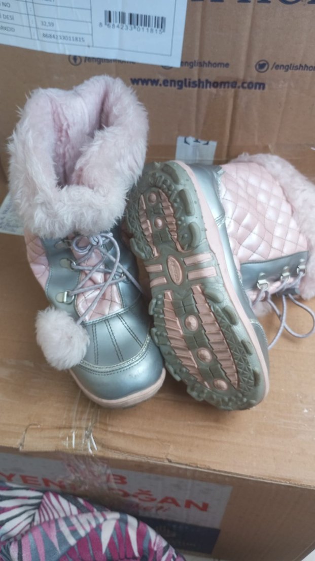 Pembe Gri Kürklü Kız Botu - Görsel 3