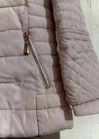 Kürklü Bej Kısa çocuk Kışlık Mont - Görsel 3