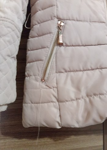 Kürklü Bej Kısa çocuk Kışlık Mont - Görsel 2