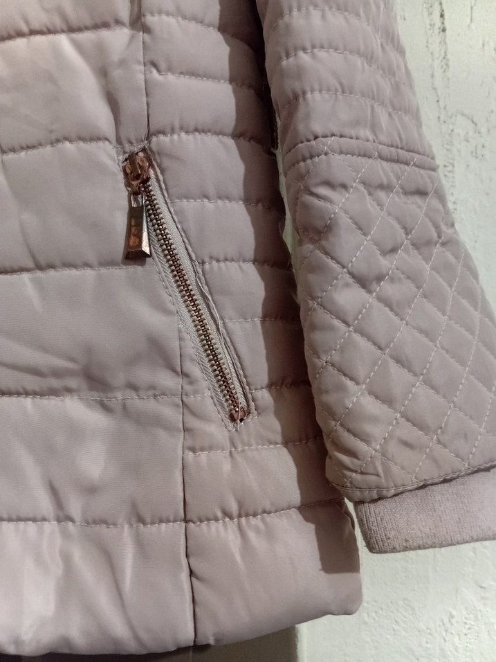 Kürklü Bej Kısa çocuk Kışlık Mont - Görsel 3