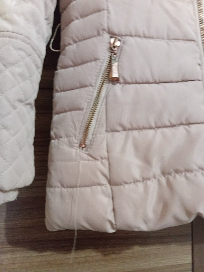 Kürklü Bej Kısa çocuk Kışlık Mont - Görsel 2