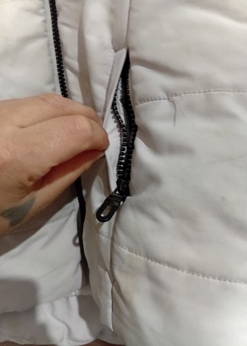 Kız Çocuk Gri Suni Kürklü Mont - Görsel 3