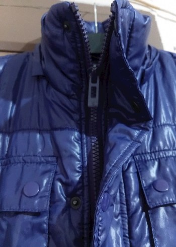 Kadın Parlak Mavi Street Style Kış Montu - Görsel 5