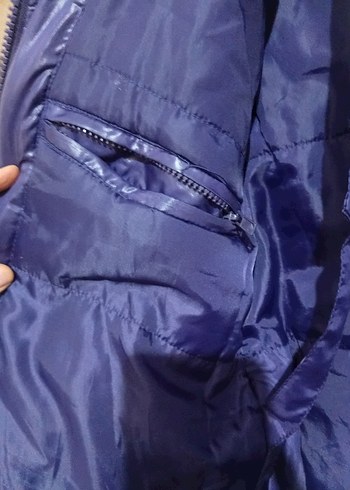 Kadın Parlak Mavi Street Style Kış Montu - Görsel 4