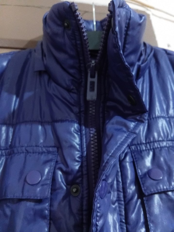 Kadın Parlak Mavi Street Style Kış Montu - Görsel 5