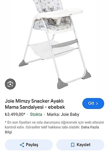 Joie mımzy snacker mama sandalyesi
