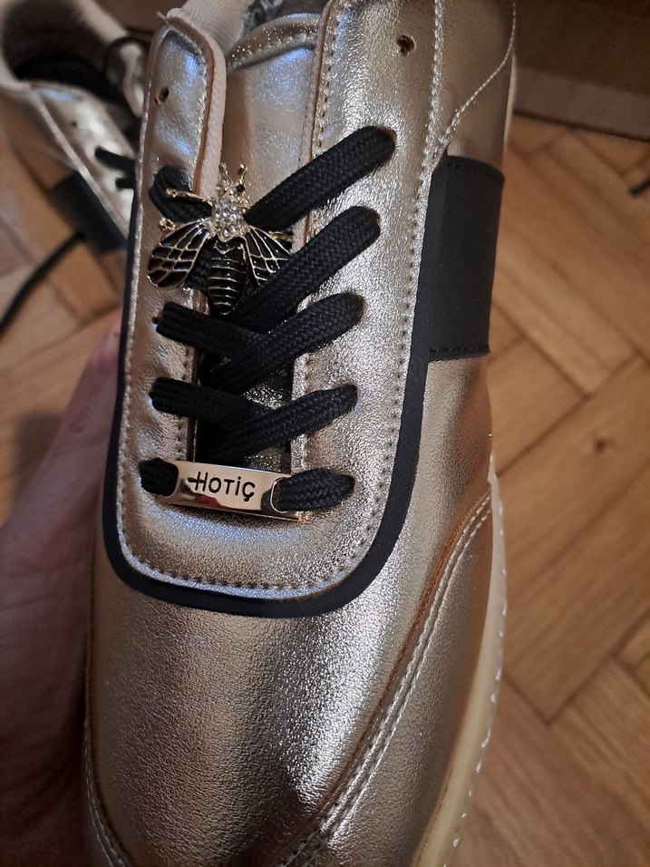 Metalik Altın Renkli Kadın Sneakers - Görsel 4