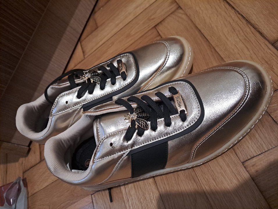 Metalik Altın Renkli Kadın Sneakers - Görsel 2