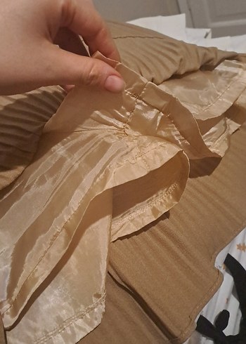 Quzu Karamel Piliseli Mini Etek - Görsel 2