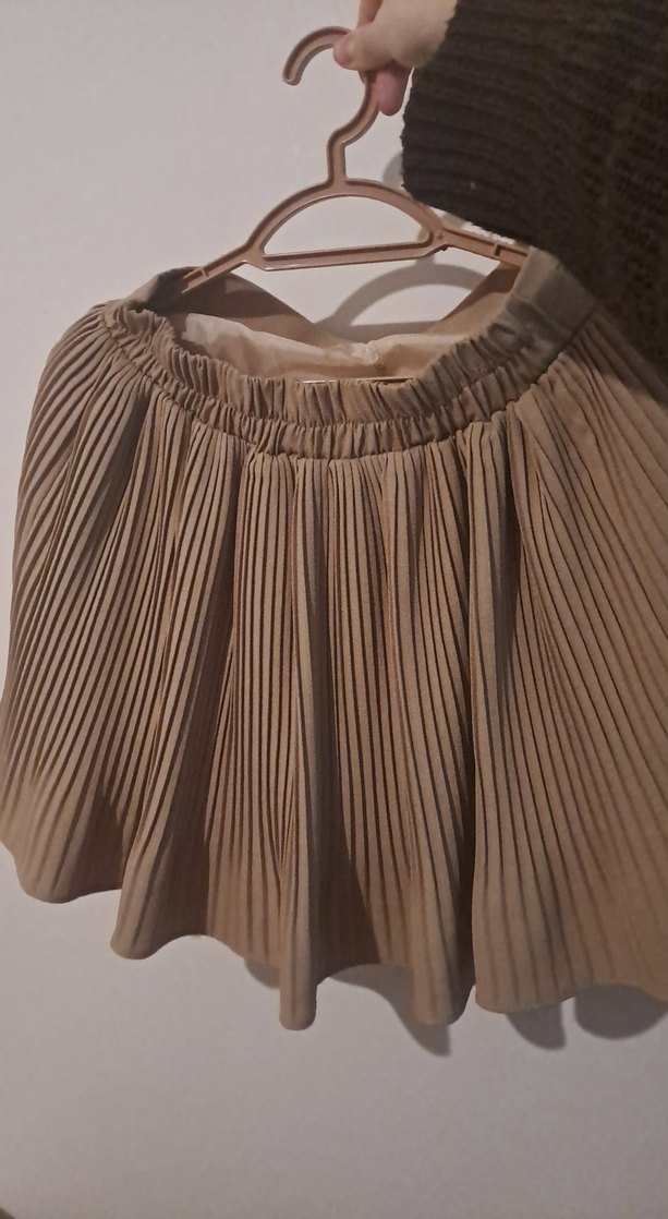 Quzu Karamel Piliseli Mini Etek - Görsel 3