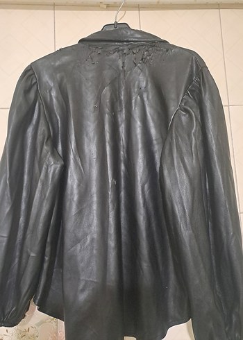 Siyah Deri  Gomlek - Görsel 2