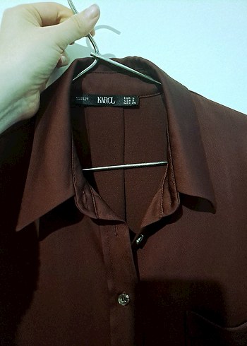 Aci Kahve Düğmeli Kadın Gömlek - Görsel 2