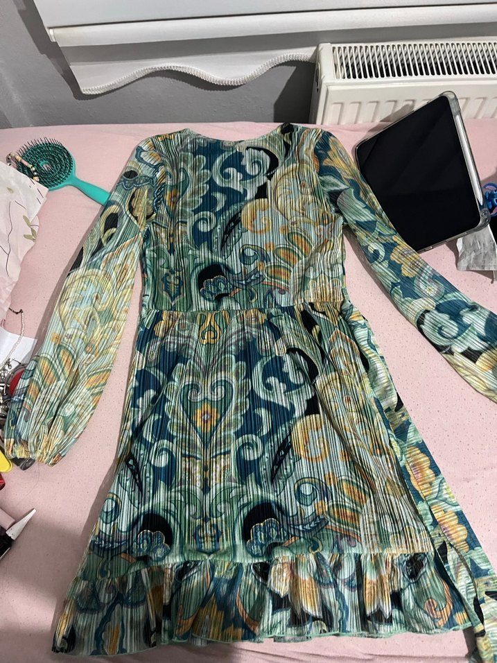 Çiçek Desenli Uzun Bohem Kadın Elbise - Görsel 3