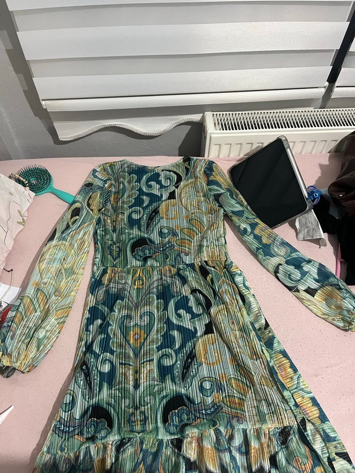 Çiçek Desenli Uzun Bohem Kadın Elbise - Görsel 2