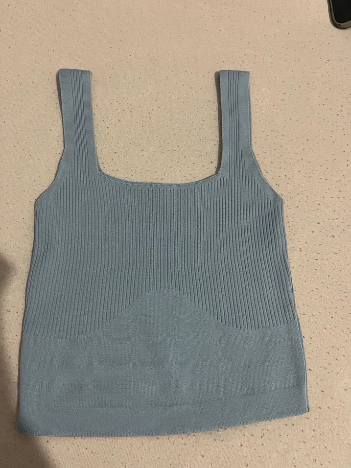 Mavi Örgü Kadın Crop - Görsel 2