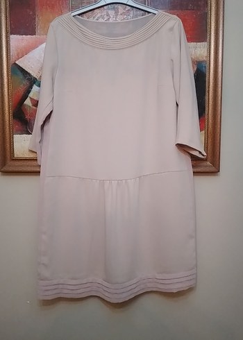 Massimo Dutti marka MARKA PORTUGAL Bej Midi Kadın ELBİSE,