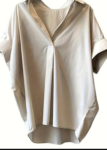 xl Beden kahverengi Renk FRANSIZ RETRO BOL KESIM KISA KOLLU KADİN GÖMLEK