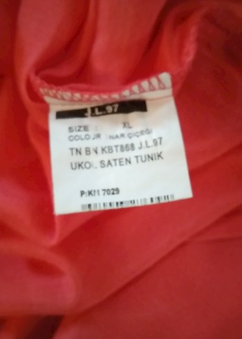 xl Beden pembe Renk Pembe V Yaka Düğmeli Uzun Kollu Kadın Tunik