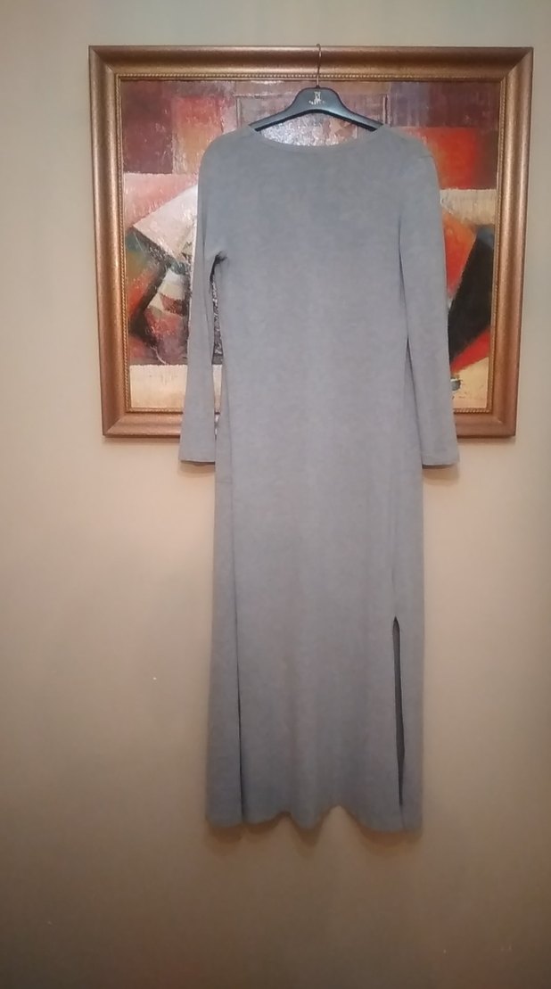 Uzun Gri Kadın Hırka - Görsel 2