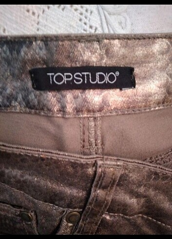 TOP STUDIO  MARKA ILAN DESENLI LIKRALI KUMAŞ BAYAN PANTOLON  - Görsel 2
