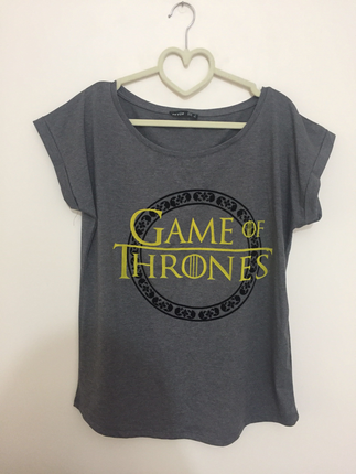 m Beden Gri Kadife Baskılı Tshirt