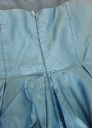 Turkuaz uzun straplez elbise - Görsel 3