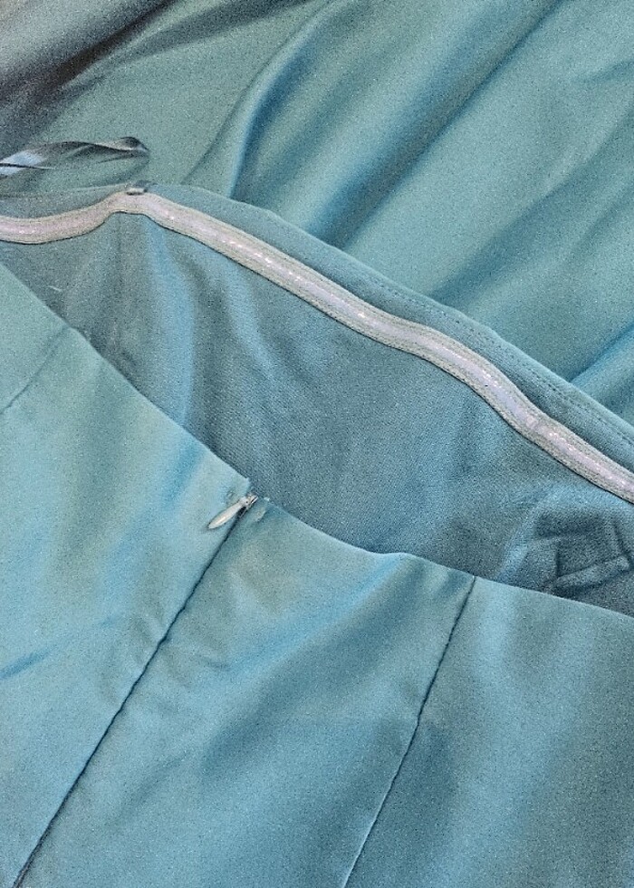 Turkuaz uzun straplez elbise - Görsel 2