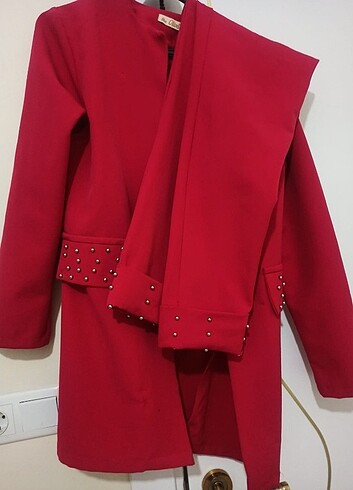 l Beden kırmızı Renk BLAZER TAKIM