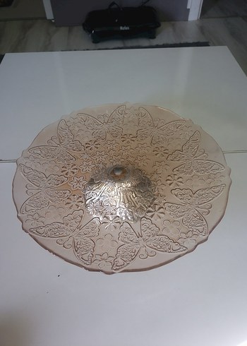 Çiçek Desenli Parlak Bej Tabak sunumluk - Görsel 8