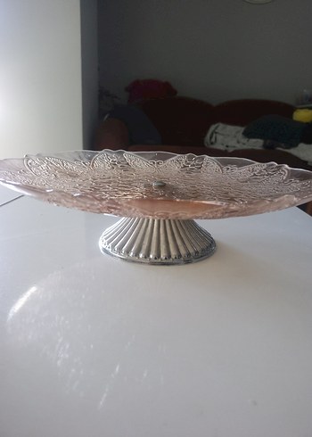 Çiçek Desenli Parlak Bej Tabak sunumluk - Görsel 17