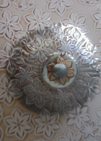 Çiçek Desenli Parlak Bej Tabak sunumluk - Görsel 15