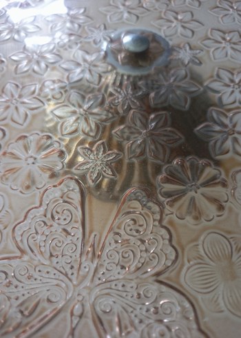 Çiçek Desenli Parlak Bej Tabak sunumluk - Görsel 20