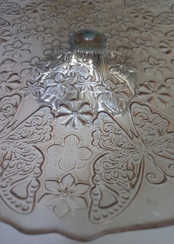 Çiçek Desenli Parlak Bej Tabak sunumluk - Görsel 12