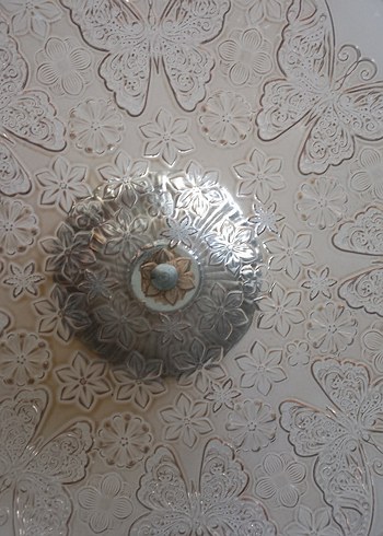 Çiçek Desenli Parlak Bej Tabak sunumluk - Görsel 18