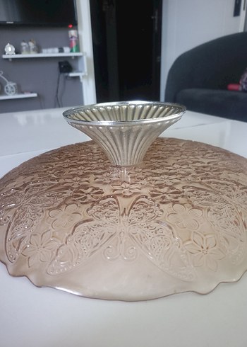 Çiçek Desenli Parlak Bej Tabak sunumluk - Görsel 10